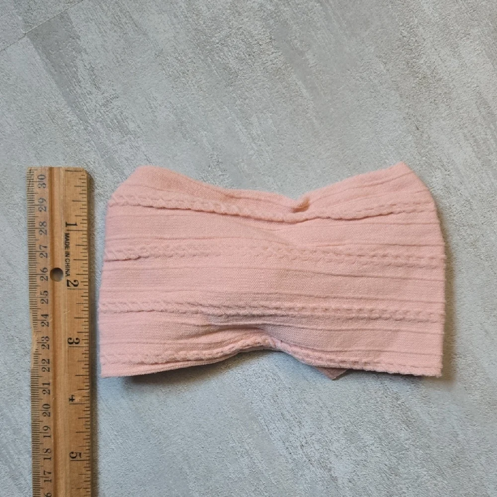 Cable Knit Baby Girl Light Pink Headband Oversized Bow Stretchy Nylon Hairband